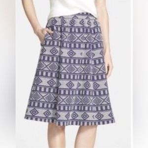 Halogen Blue and White Patterned Jacquard Skirt